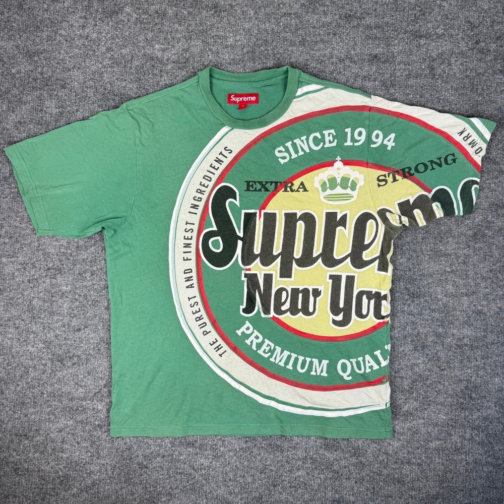 Rare Supreme Lager S/S Graphic Tee Green Mens Size Small Streetwear Beer Bottle
